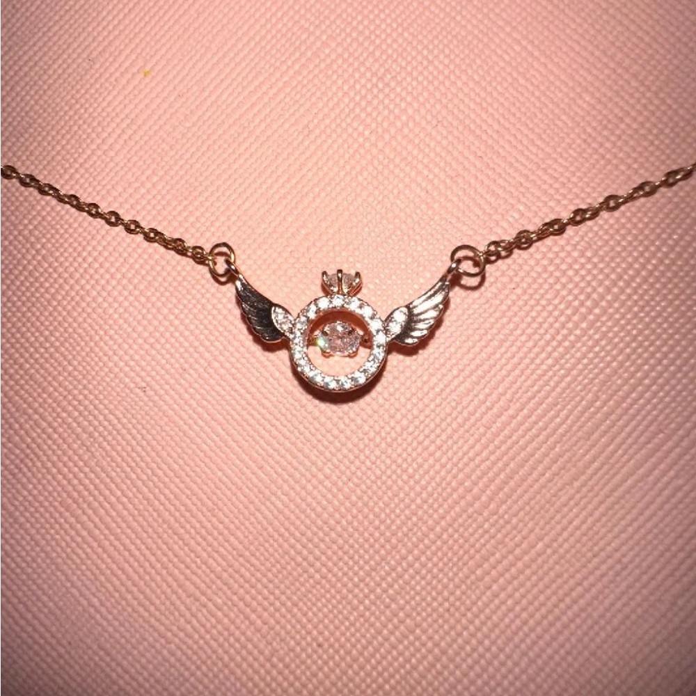 Rose Gold Minimalist Necklace with Circular Pendant and Gemstone